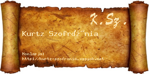 Kurtz Szofrónia névjegykártya